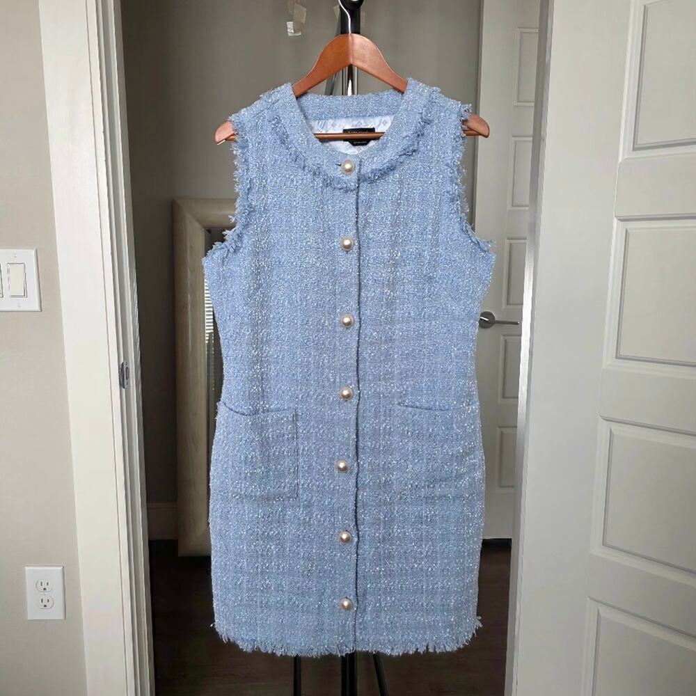 Kate Spade Blue Hydrangea Tweed Shift Dress Size 14 - Picture 3 of 9